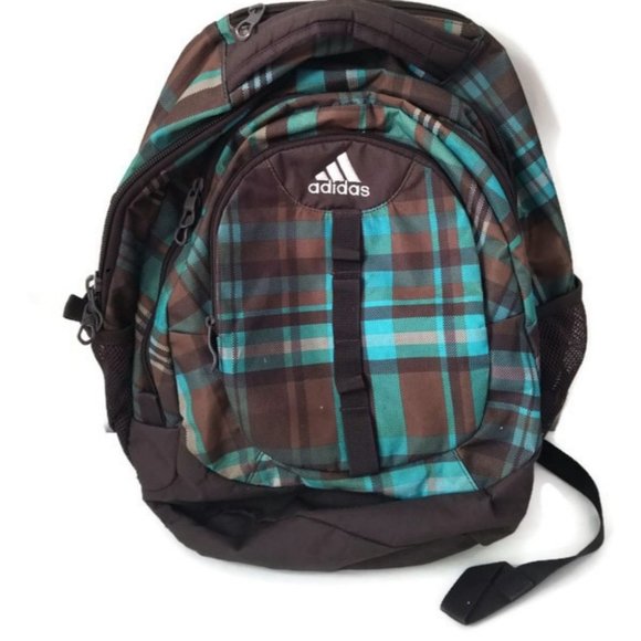 ADIDAS backpack plaid brown green